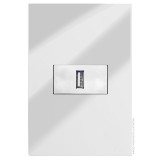 Conjunto USB 1.0A Horizontal 4x2 - RECTA Espelhada Gloss (Módulo Prata)